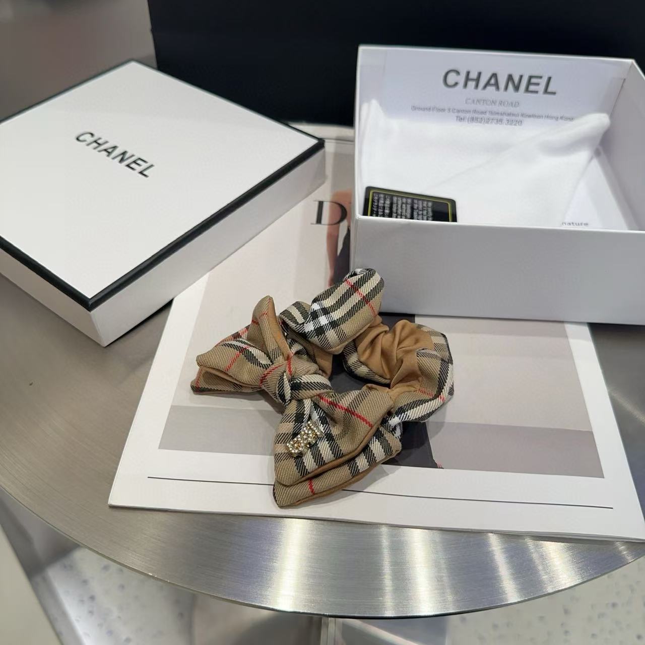 BUR8ERRY チェック柄ヘアタイ【 50％割引+送料無料】