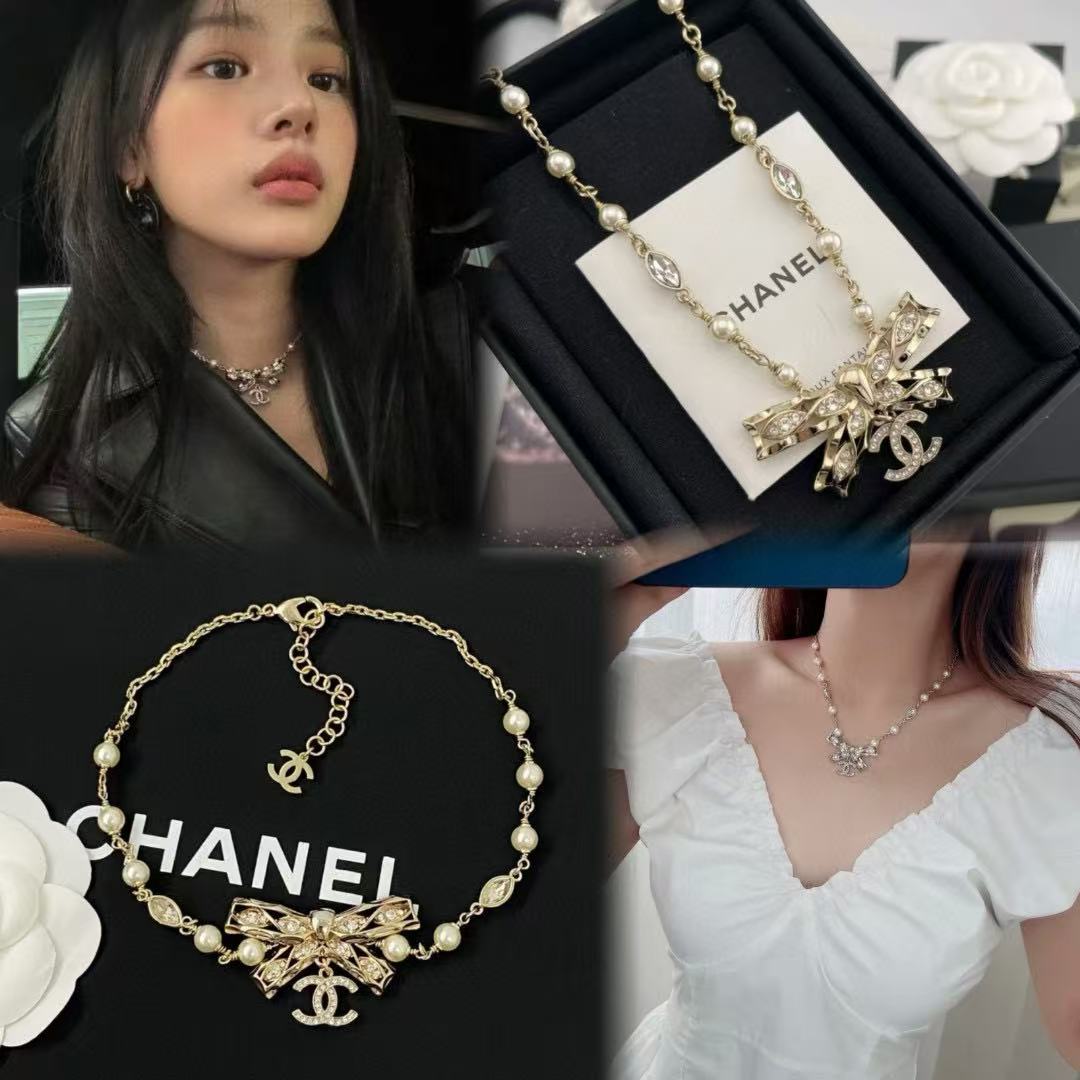 CHANE1 ボウダブルCパールネックレス【 50％割引+送料無料】