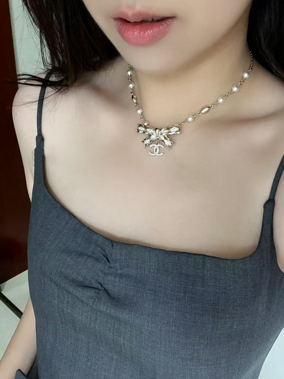 CHANE1 ボウダブルCパールネックレス【 50％割引+送料無料】