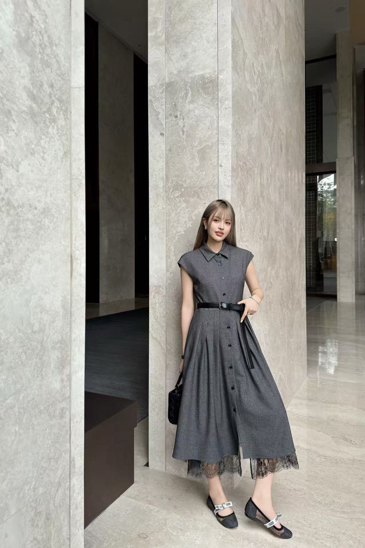 DI0R 高品質ラペル半袖ドレス【 50％割引+送料無料】