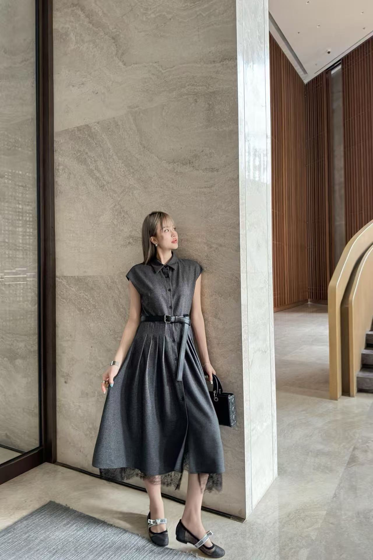 DI0R 高品質ラペル半袖ドレス【 50％割引+送料無料】