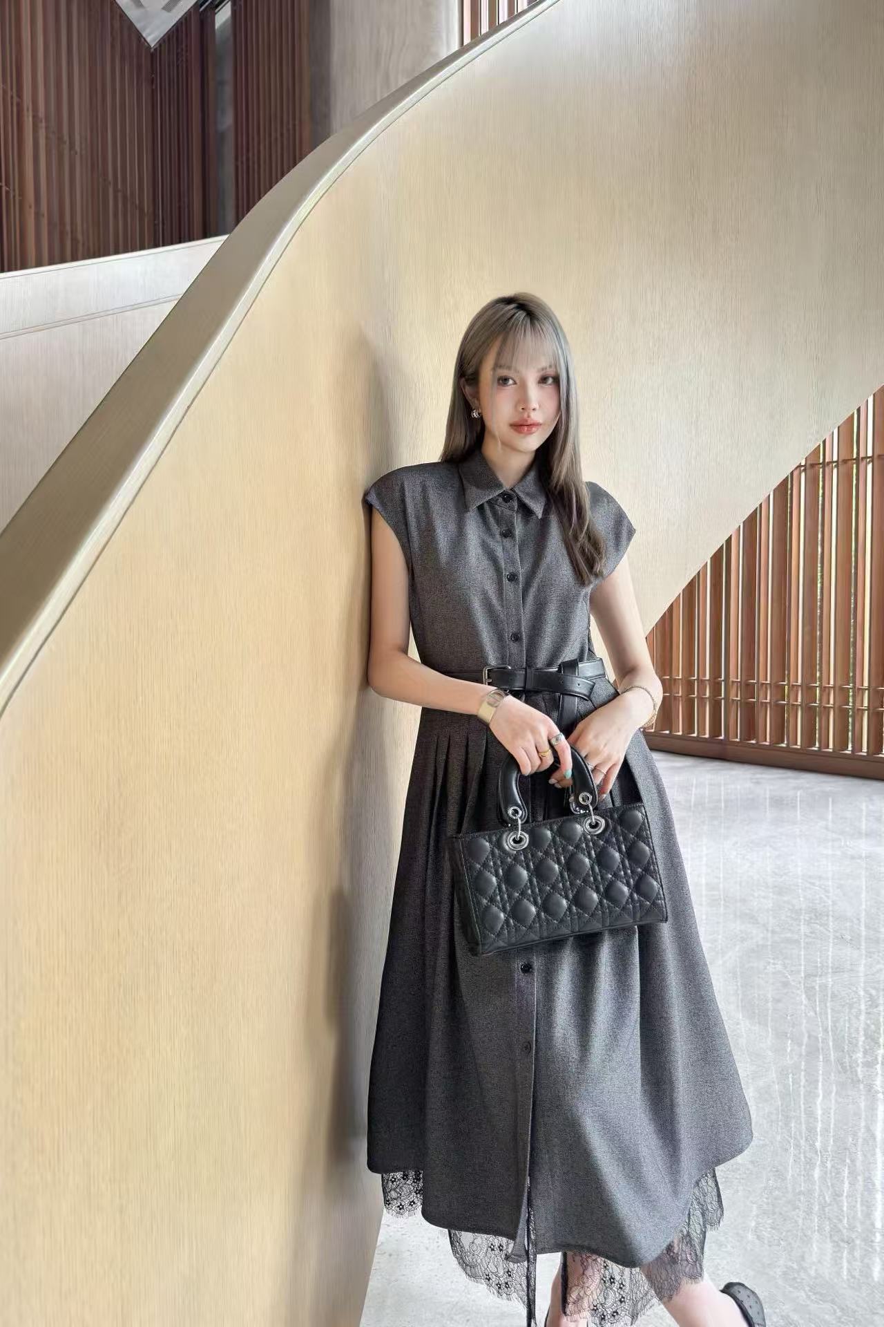 DI0R 高品質ラペル半袖ドレス【 50％割引+送料無料】