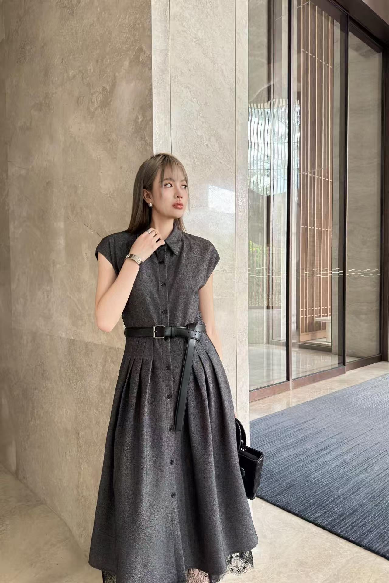 DI0R 高品質ラペル半袖ドレス【 50％割引+送料無料】