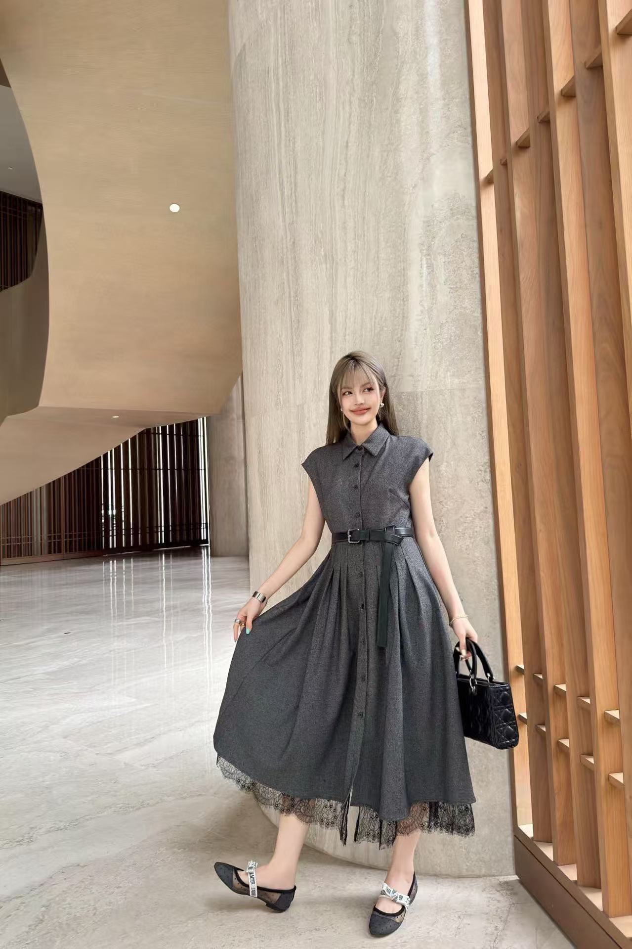 DI0R 高品質ラペル半袖ドレス【 50％割引+送料無料】