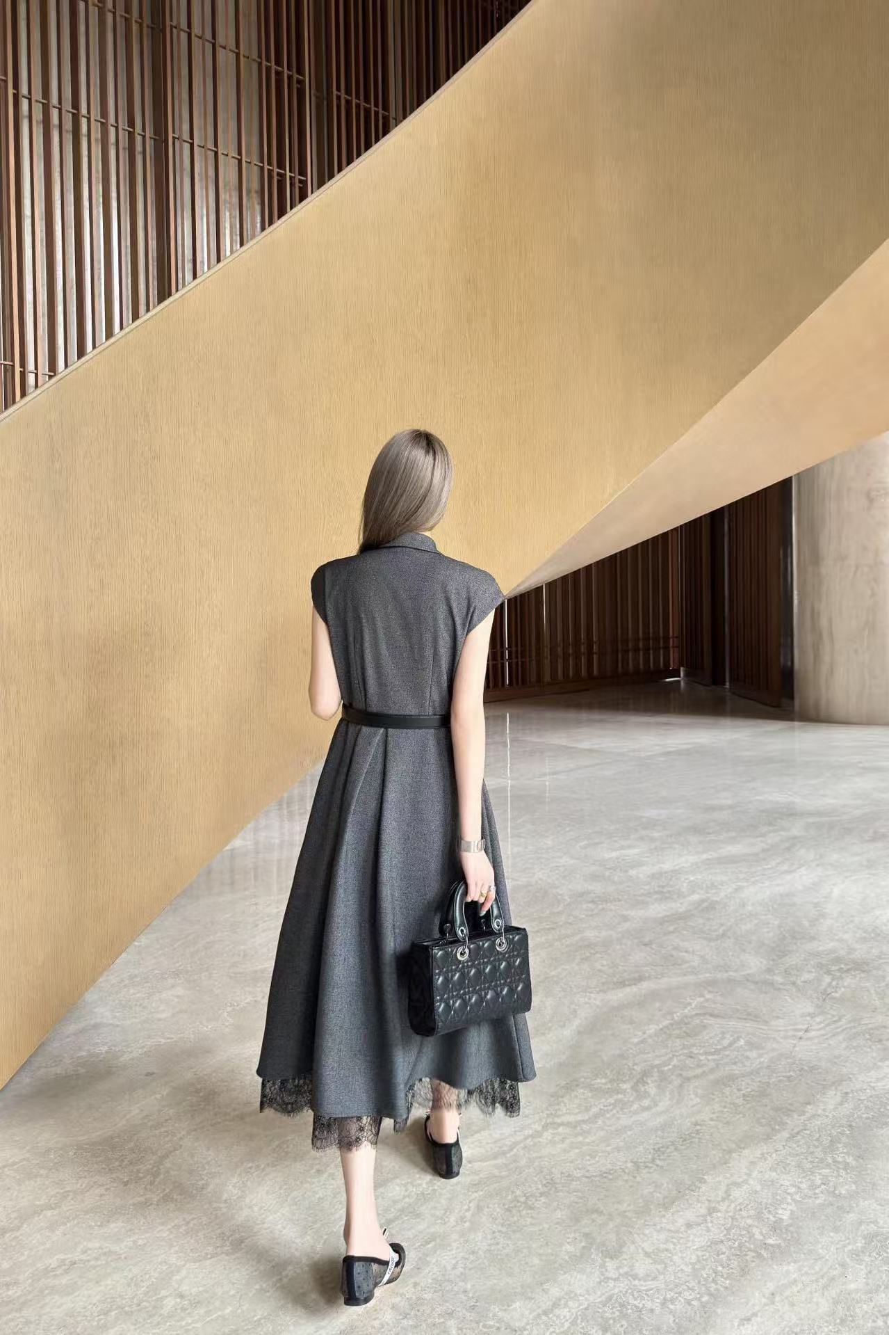 DI0R 高品質ラペル半袖ドレス【 50％割引+送料無料】