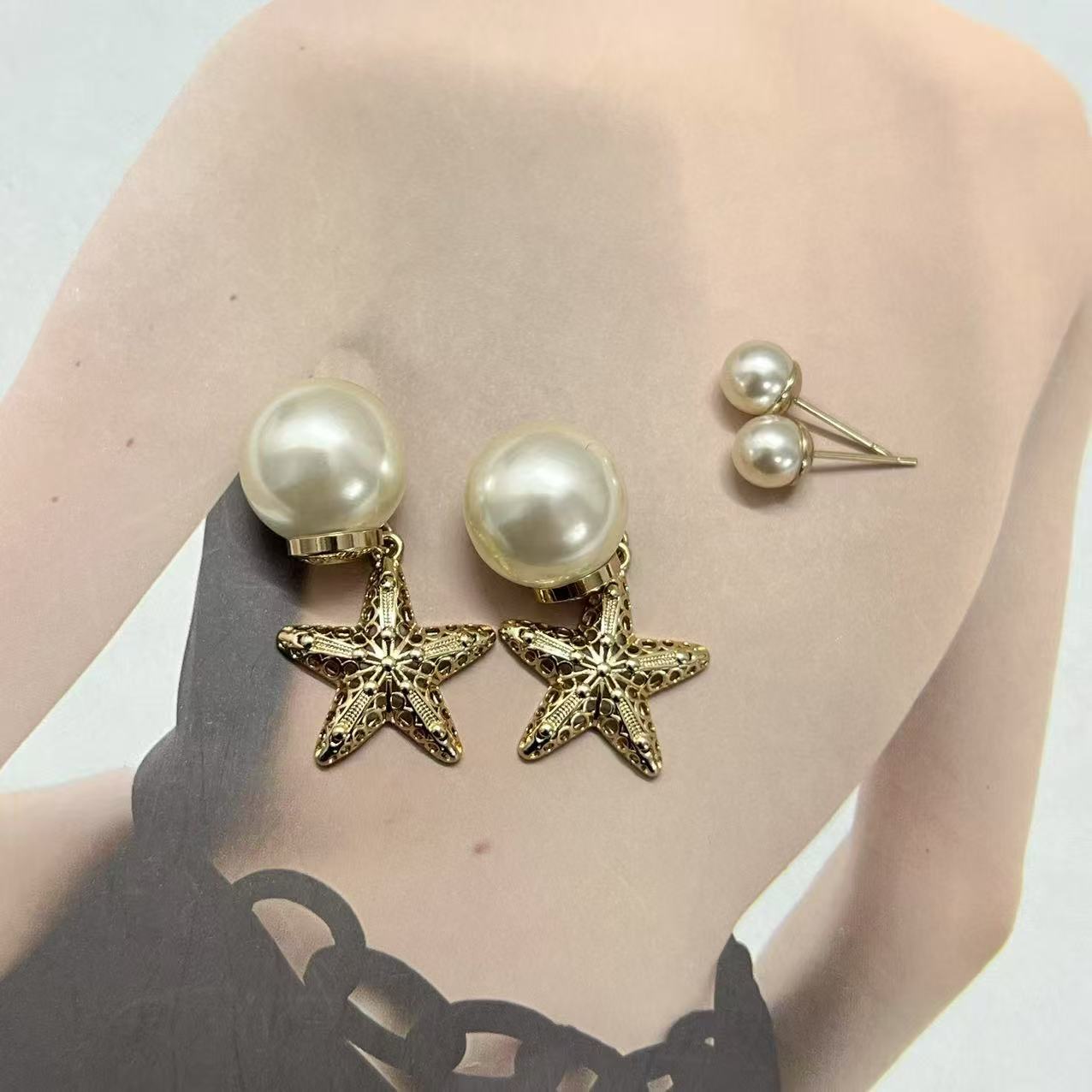 DI0R 五芒星パールイヤリング【 50％割引+送料無料】