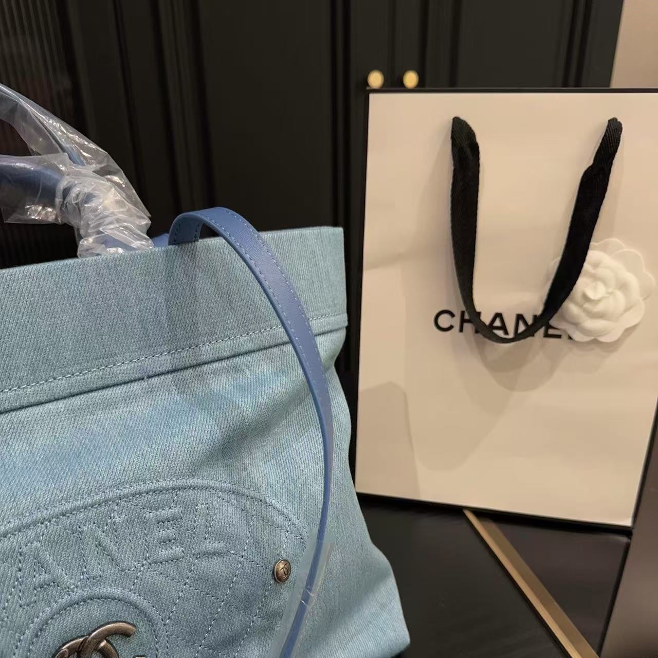 CHANE1 デニムショッピングバッグ【 50％割引+送料無料】