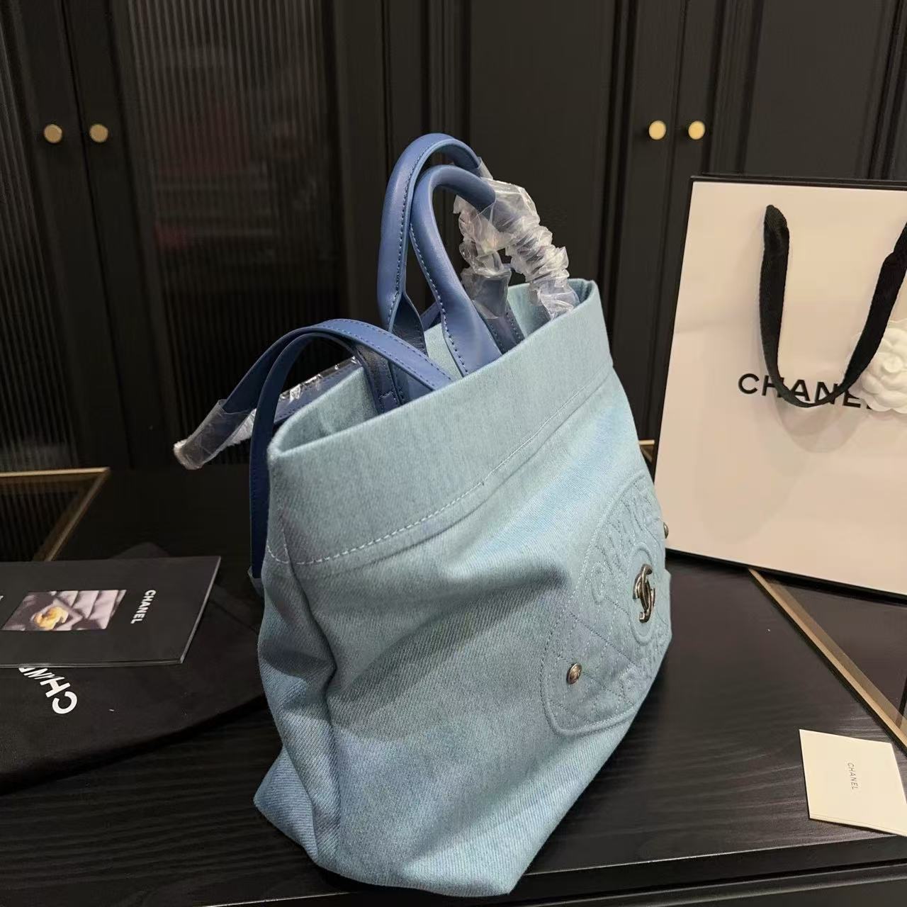 CHANE1 デニムショッピングバッグ【 50％割引+送料無料】