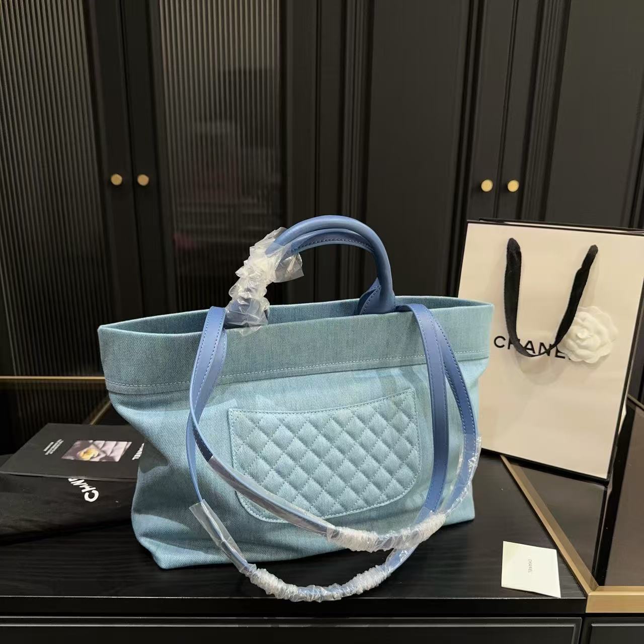 CHANE1 デニムショッピングバッグ【 50％割引+送料無料】