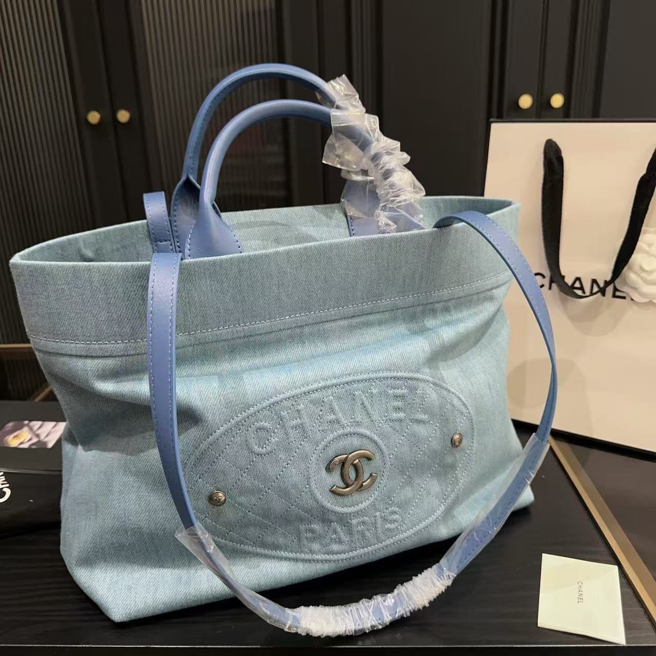 CHANE1 デニムショッピングバッグ【 50％割引+送料無料】