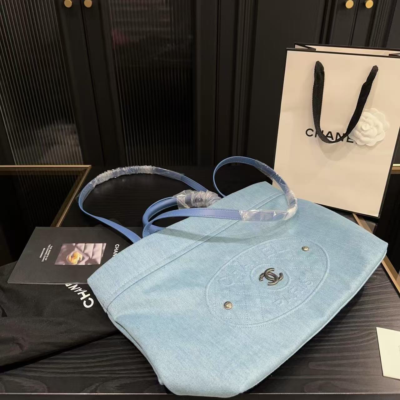 CHANE1 デニムショッピングバッグ【 50％割引+送料無料】