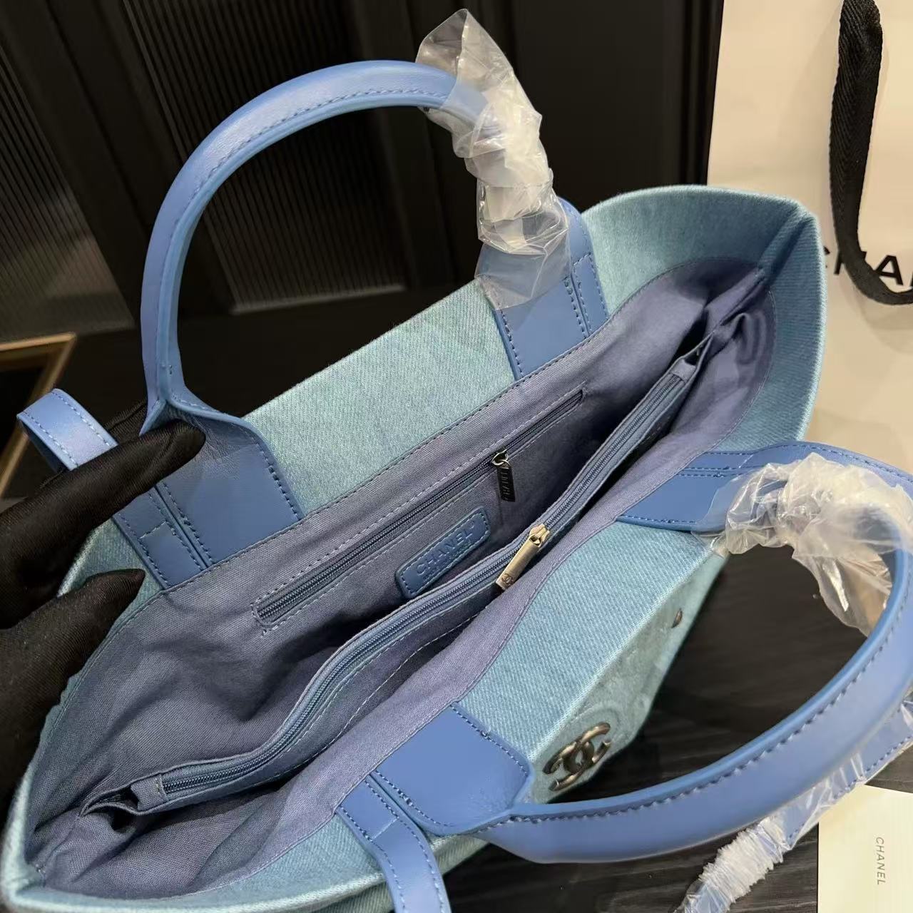 CHANE1 デニムショッピングバッグ【 50％割引+送料無料】