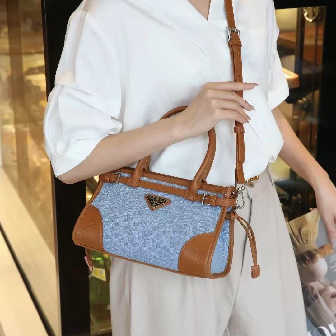 LVデニムカラーブロックハンドバッグ【 50％割引+送料無料】