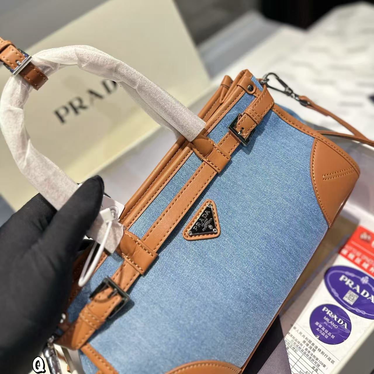 LVデニムカラーブロックハンドバッグ【 50％割引+送料無料】