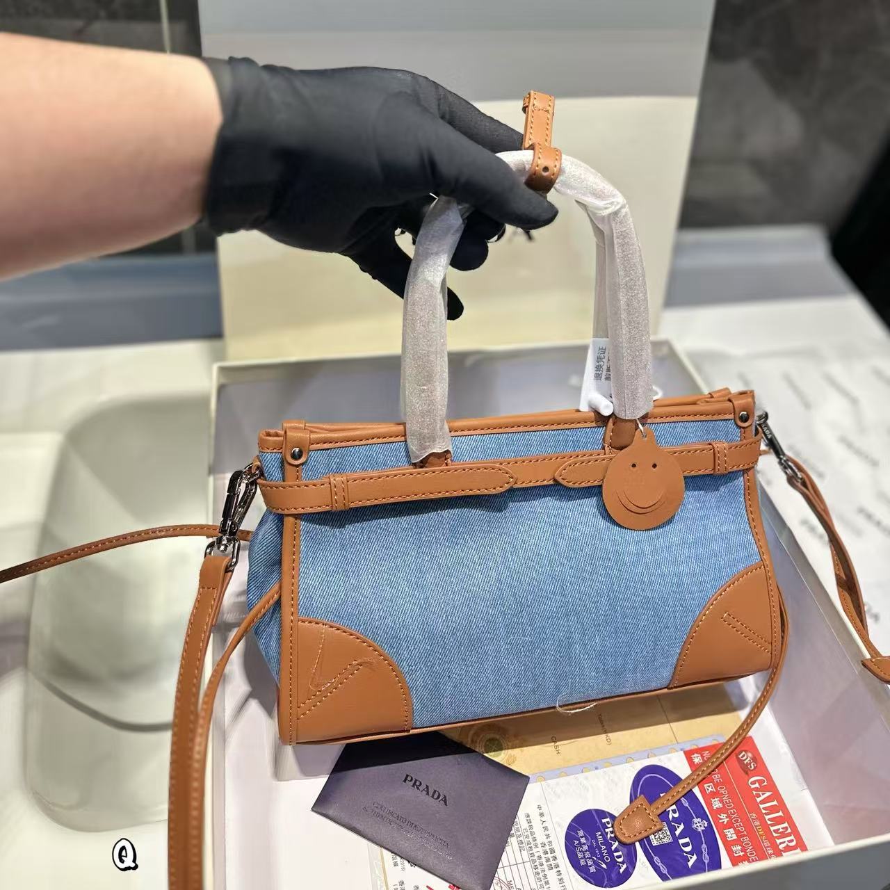 LVデニムカラーブロックハンドバッグ【 50％割引+送料無料】