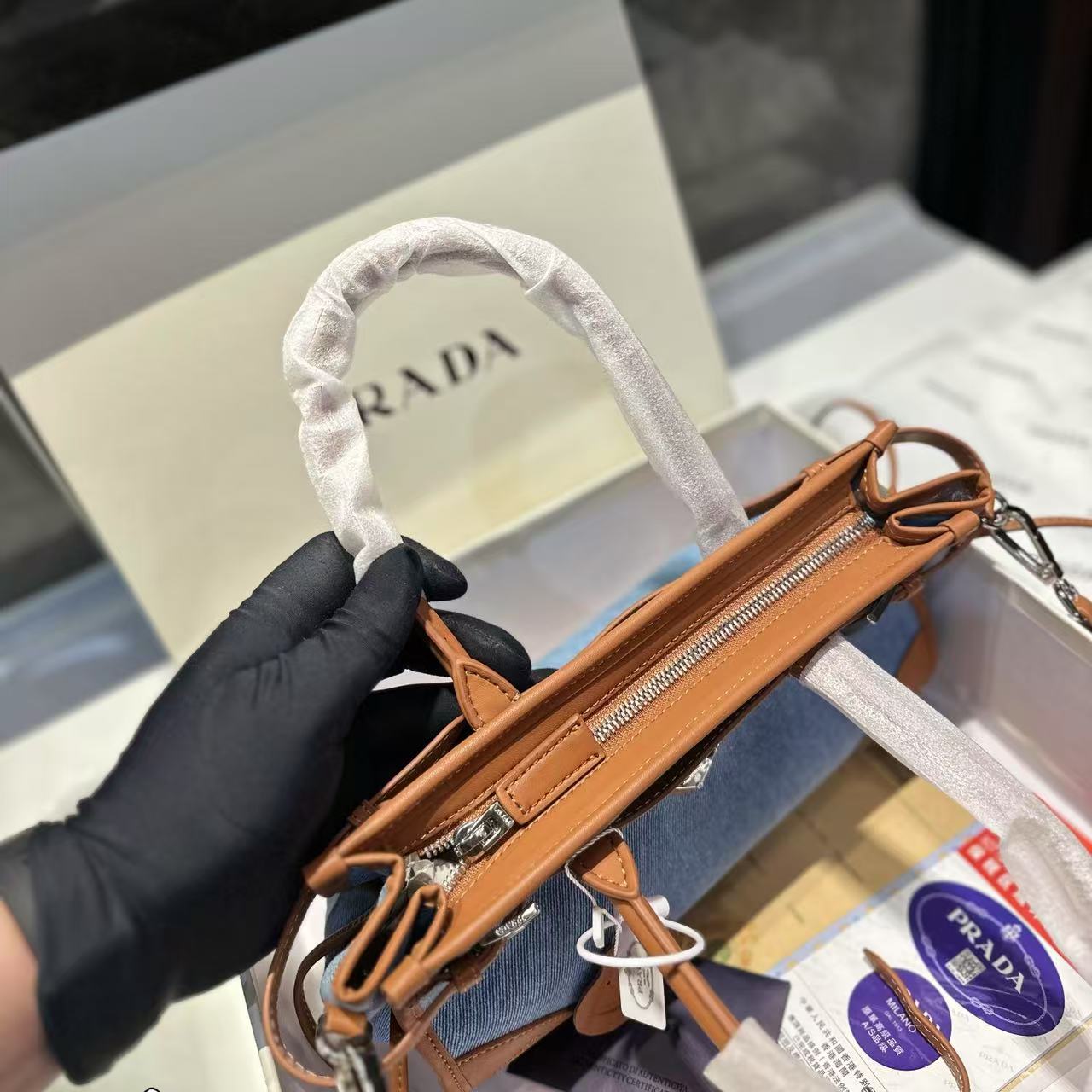 LVデニムカラーブロックハンドバッグ【 50％割引+送料無料】