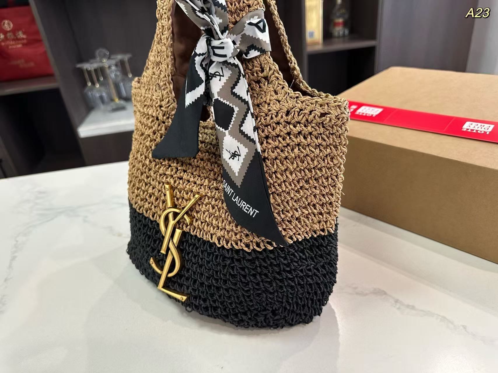 YSLカラーマッチングストローバッグ【 50％割引+送料無料】