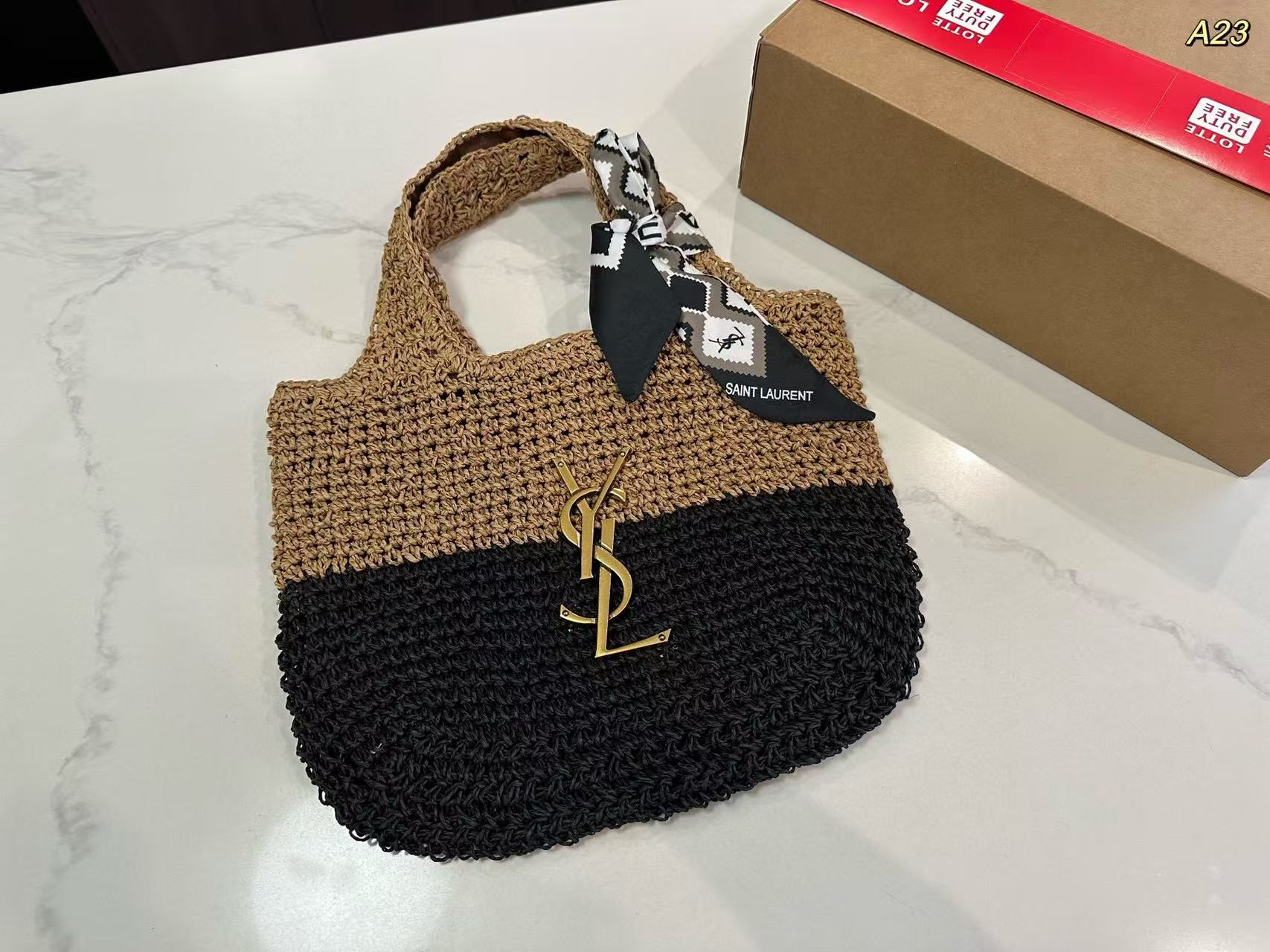 YSLカラーマッチングストローバッグ【 50％割引+送料無料】