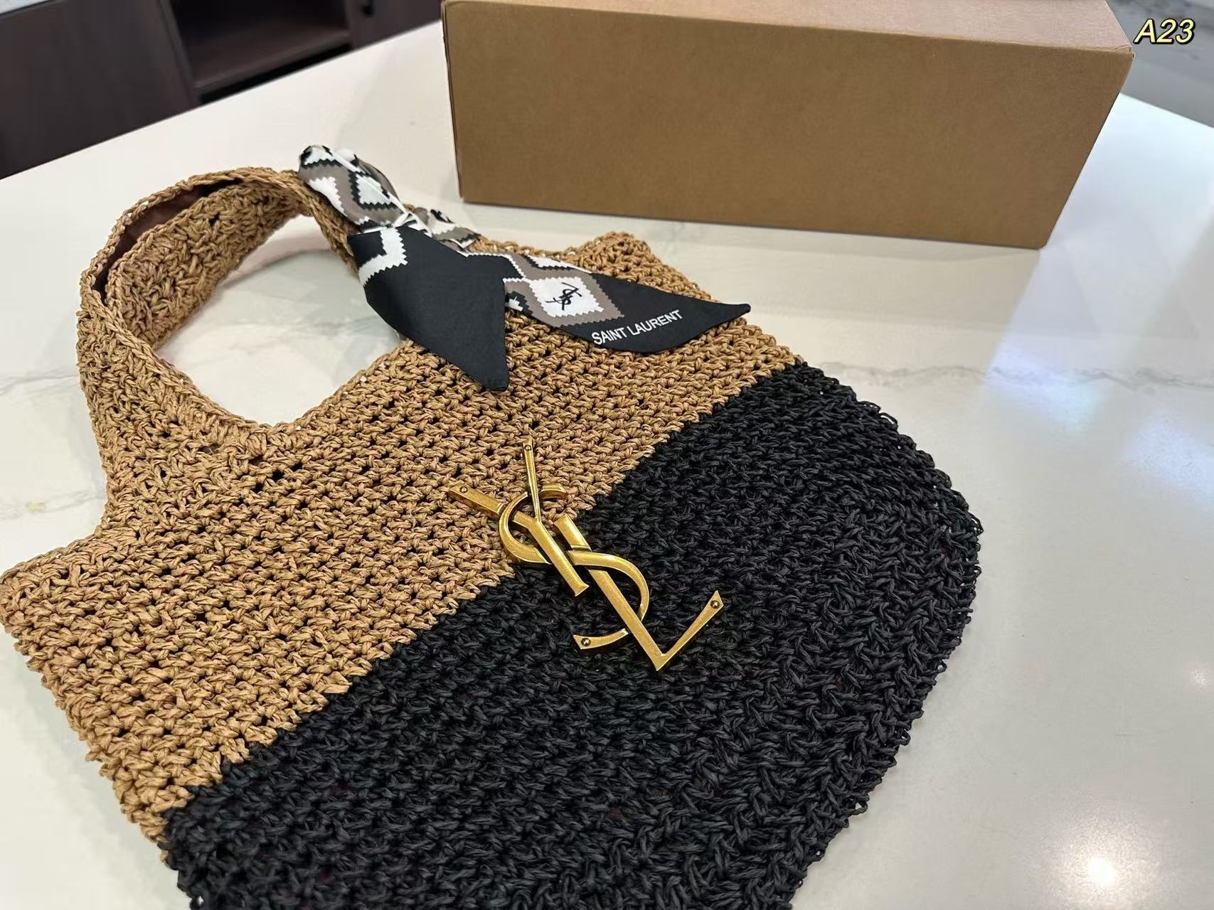 YSLカラーマッチングストローバッグ【 50％割引+送料無料】