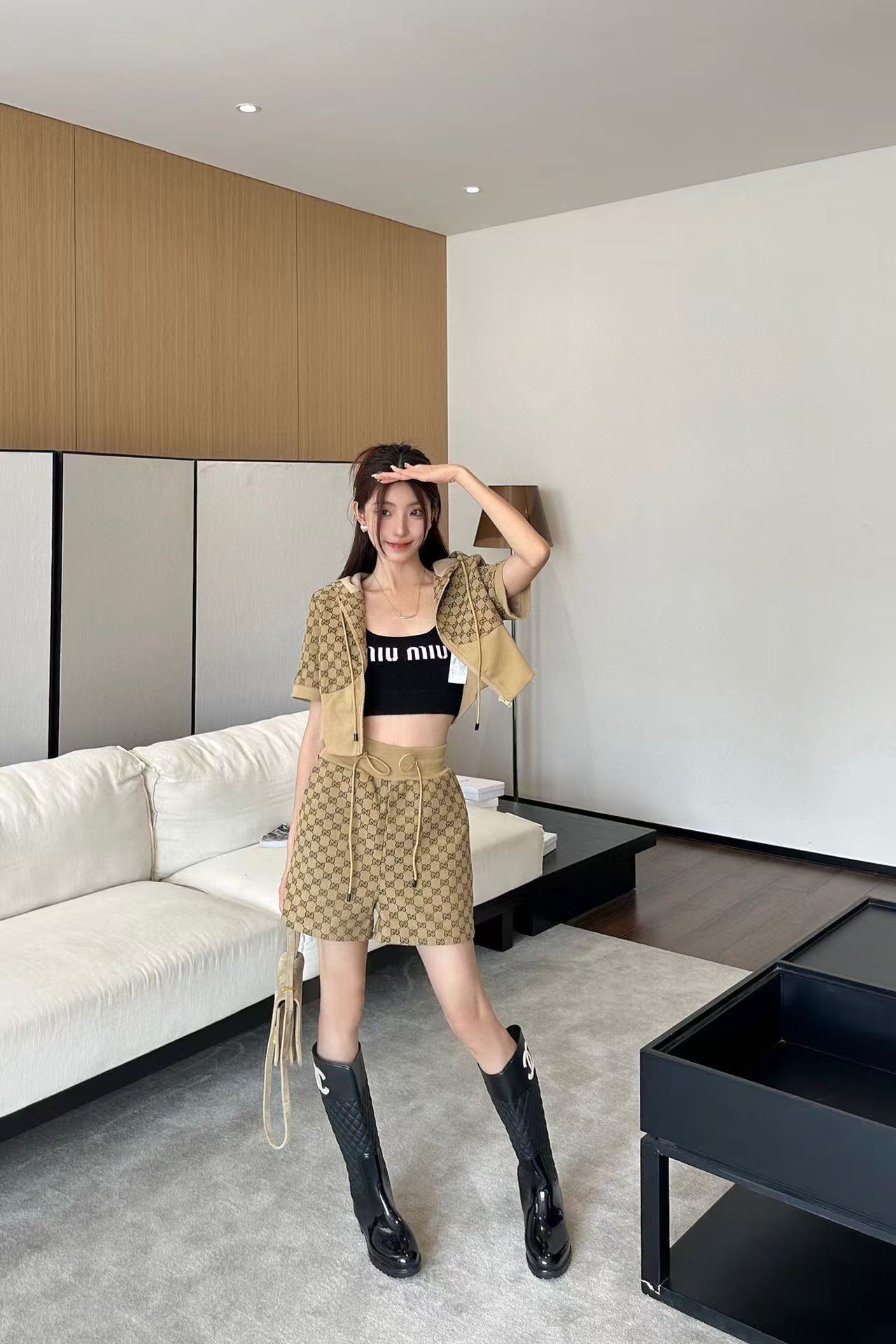 GUCC1 ジャガードフード付きカジュアル2点セット【 50％割引+送料無料】