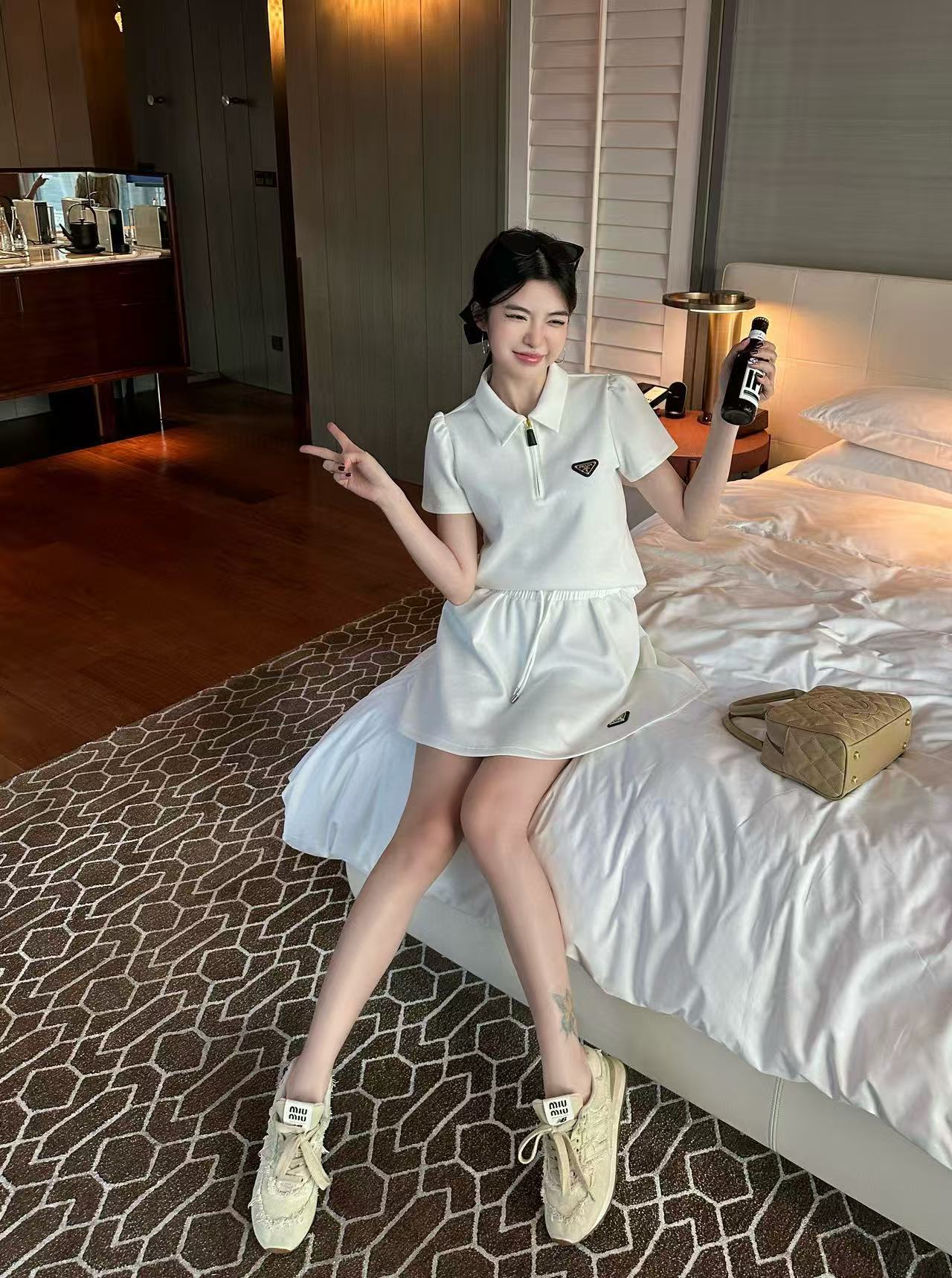 PR4DA ラペルトップ+スカート ツーピースセット【 50％割引+送料無料】