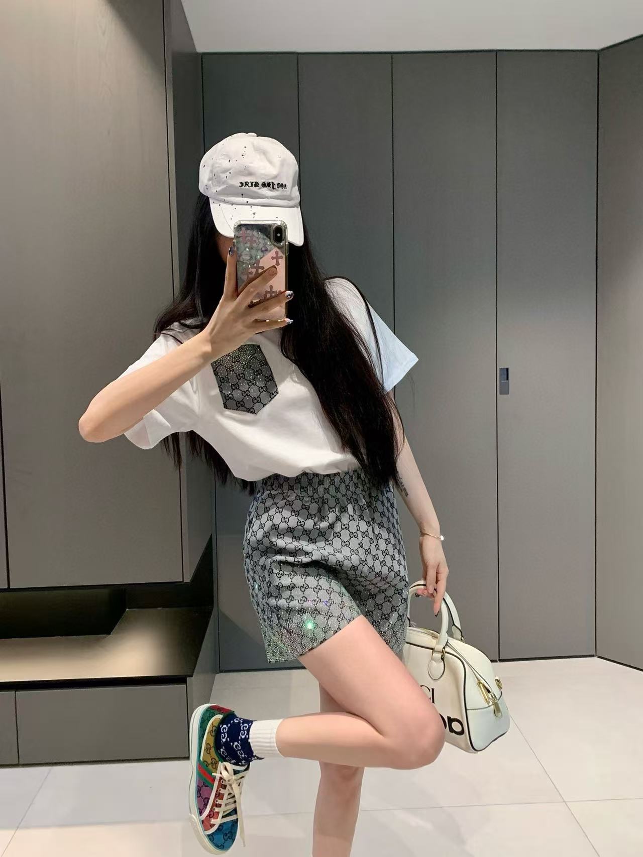 GUCC1 ポケットTシャツ+スカート ツーピースセット【 50％割引+送料無料】