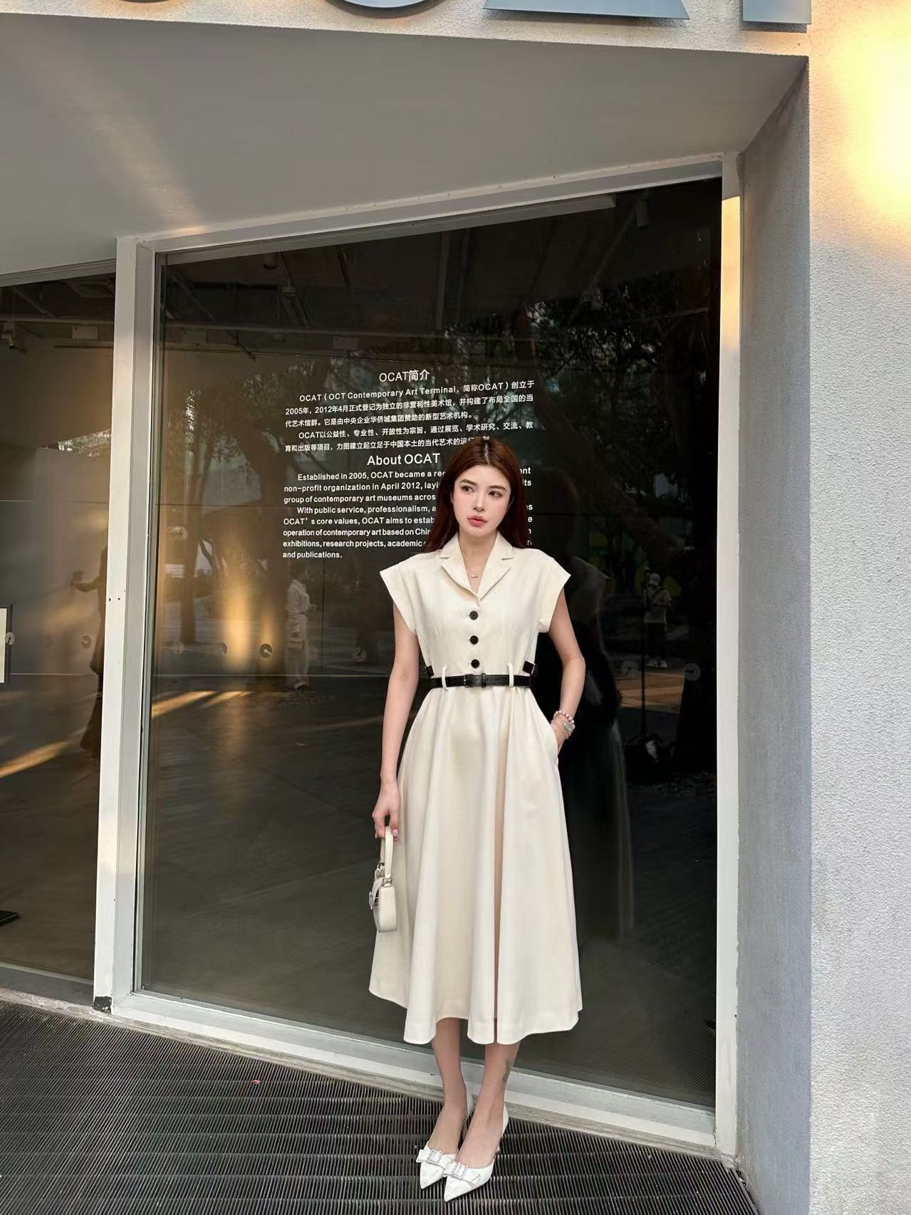 DI0R フライングスリーブベルト付きワンピース【 50％割引+送料無料】