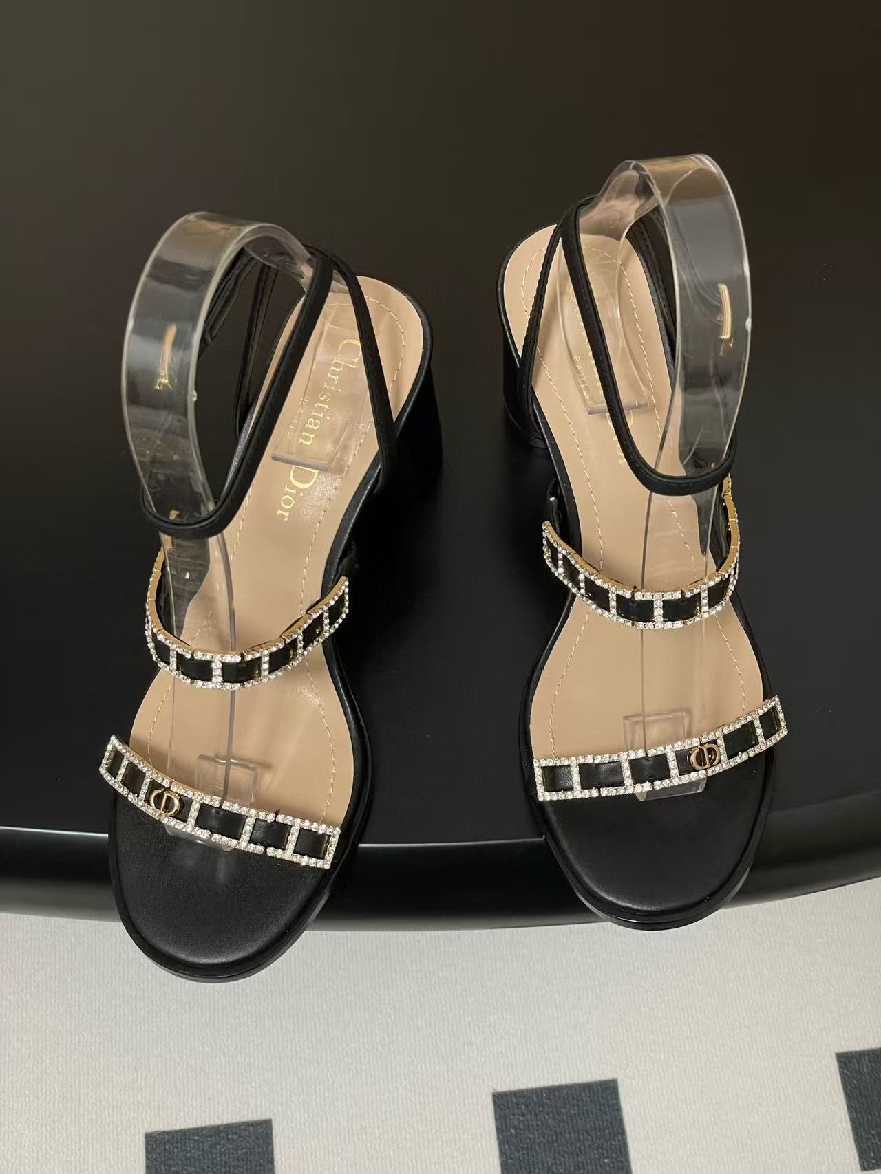 DI0R 高品質クリスタル ダイヤモンド ストラップ ハイヒール サンダル【50％割引+送料無料】