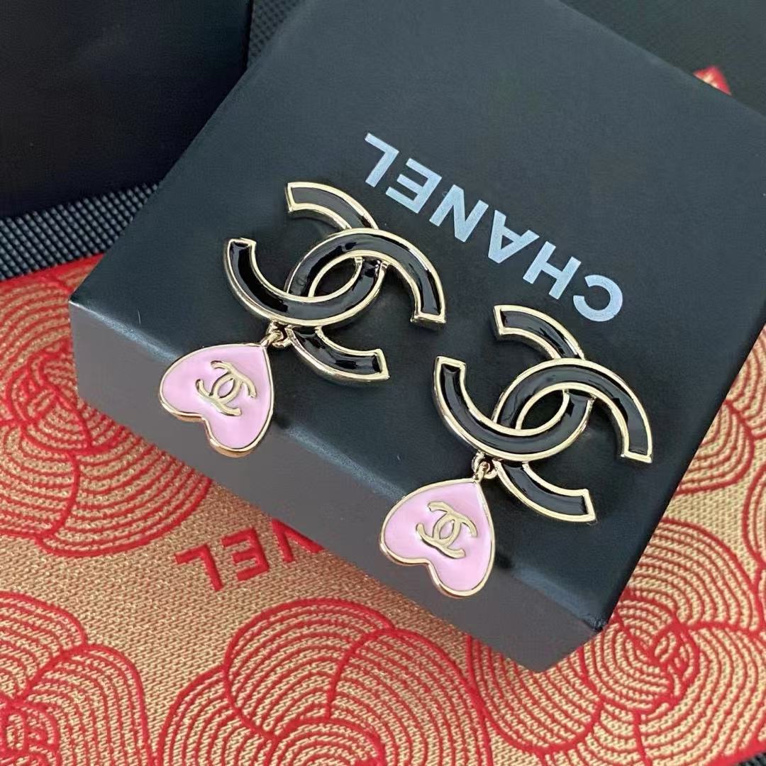 CHANE1 ピーチハート ダブルC イヤリング【 50％割引+送料無料】