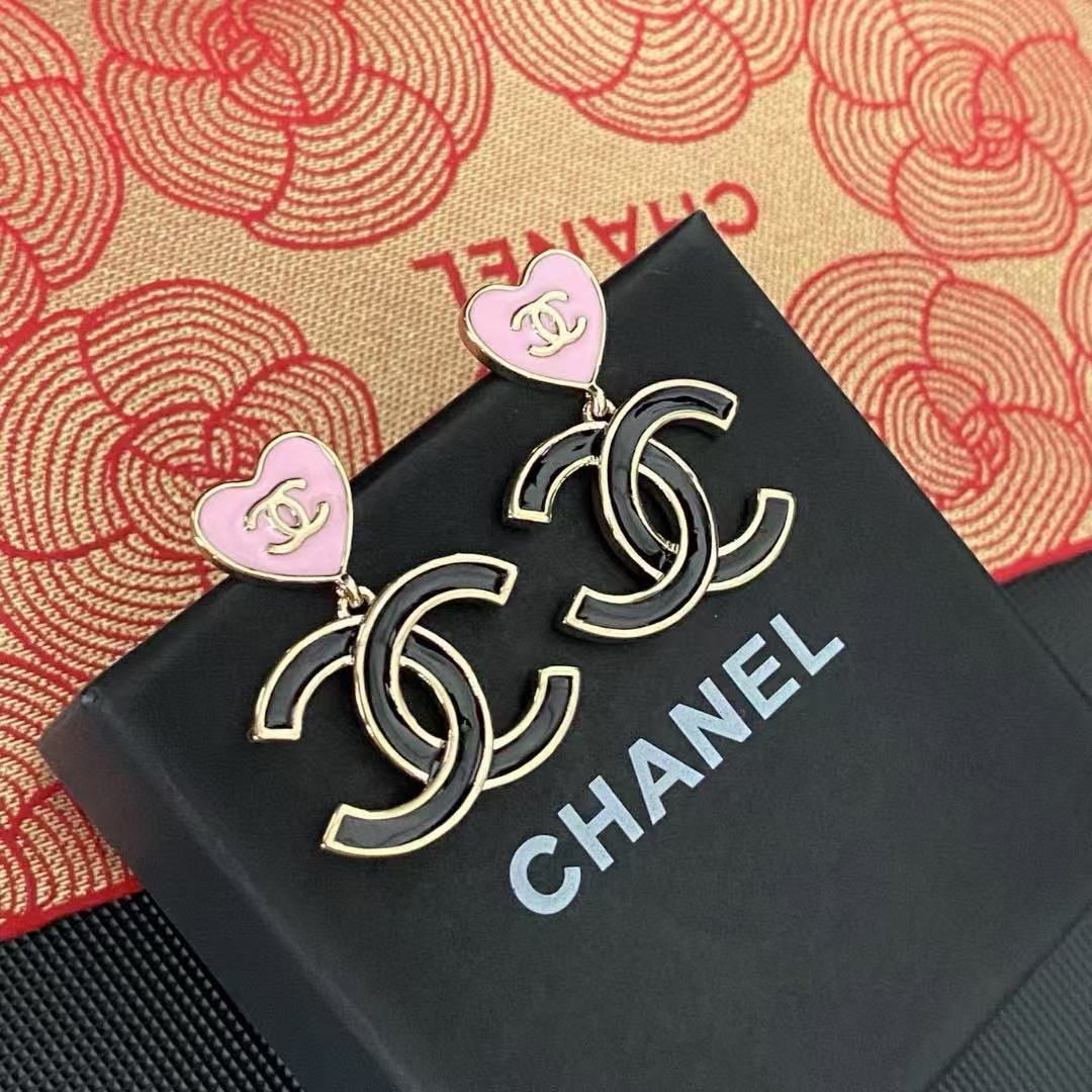 CHANE1 ピーチハート ダブルC イヤリング【 50％割引+送料無料】