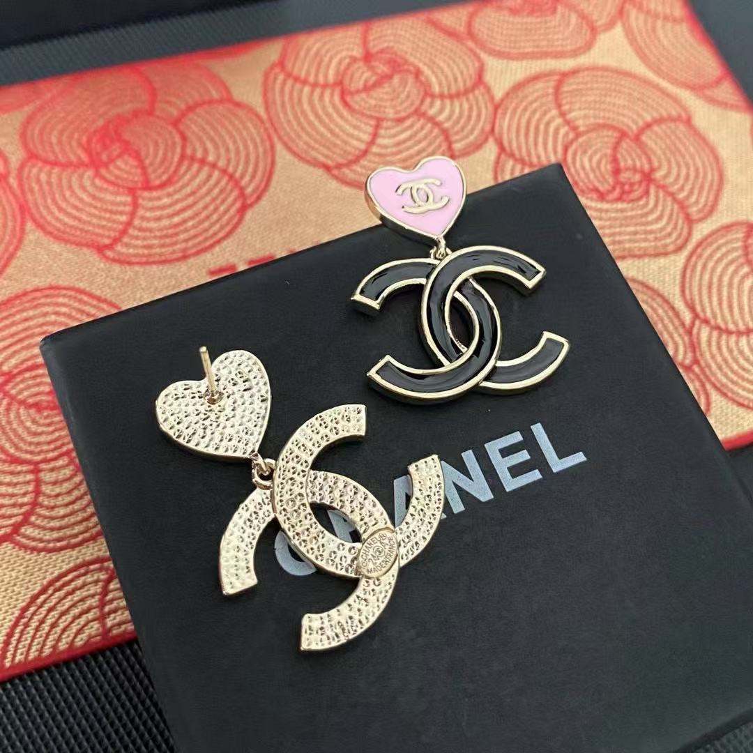 CHANE1 ピーチハート ダブルC イヤリング【 50％割引+送料無料】