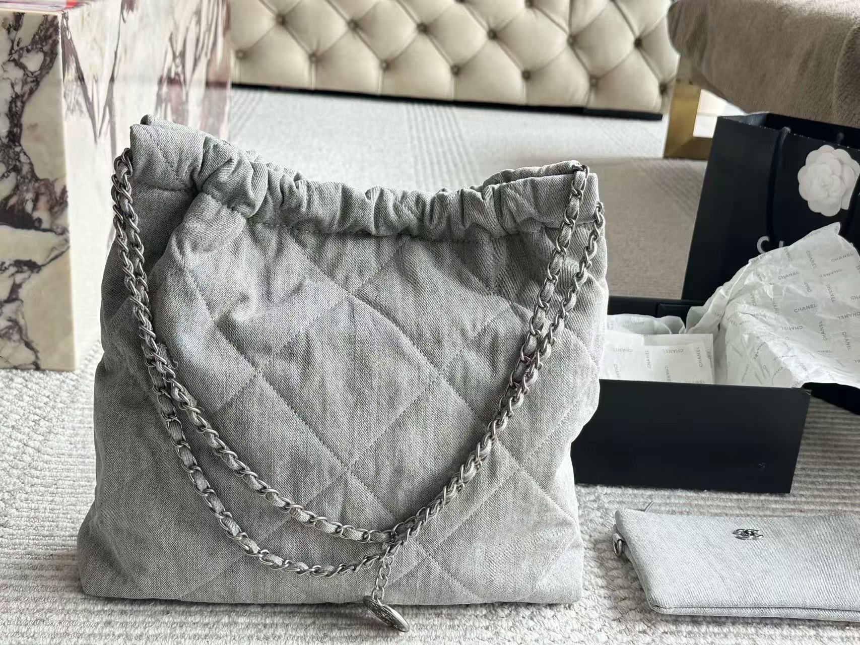 CHANE1 チェーンデニムショッピングバッグ【 50％割引+送料無料】