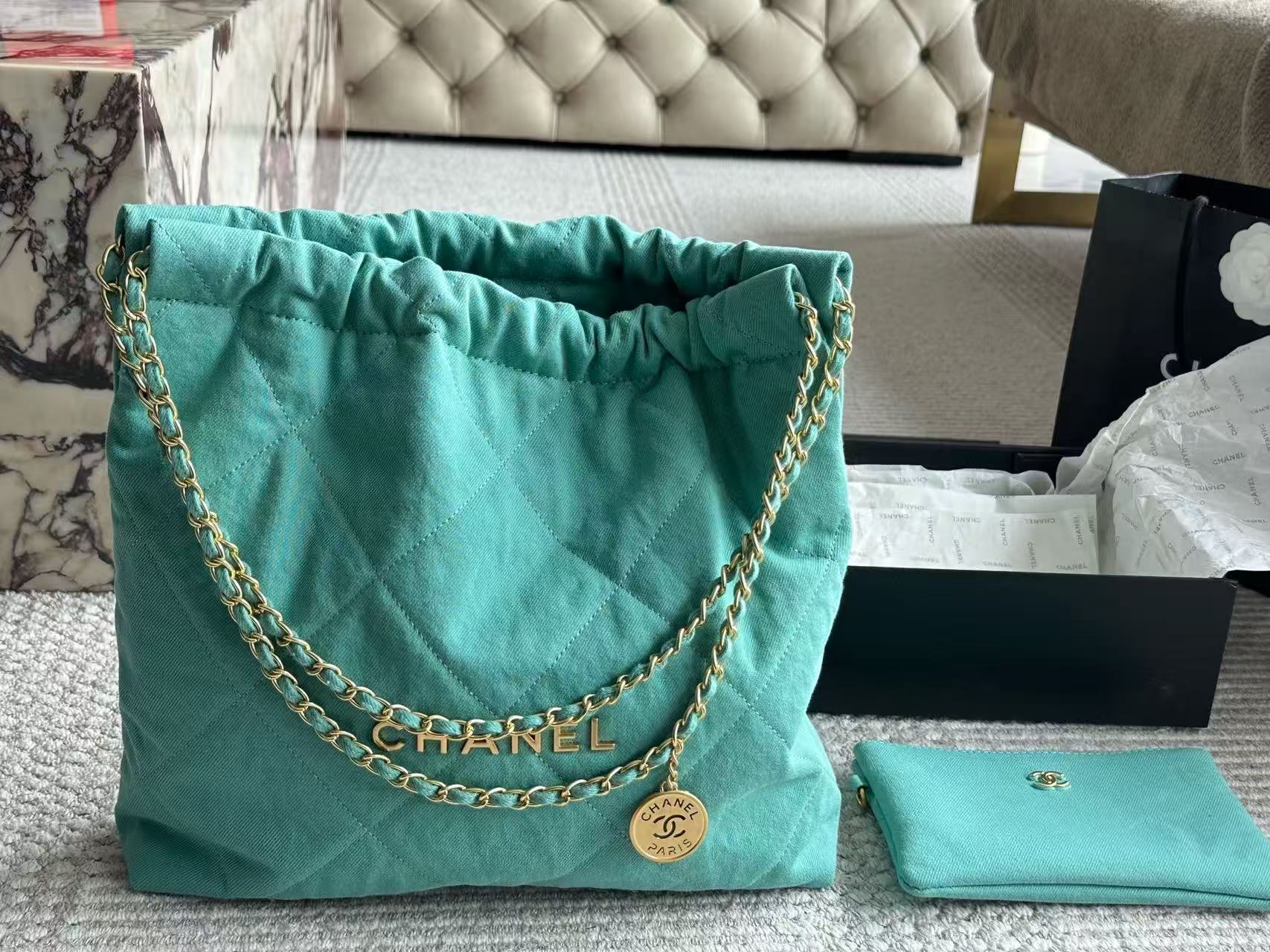 CHANE1 チェーンデニムショッピングバッグ【 50％割引+送料無料】