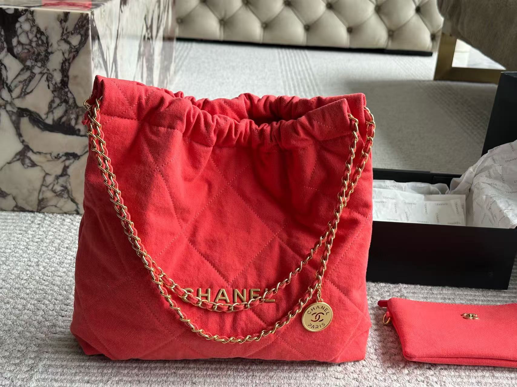 CHANE1 チェーンデニムショッピングバッグ【 50％割引+送料無料】