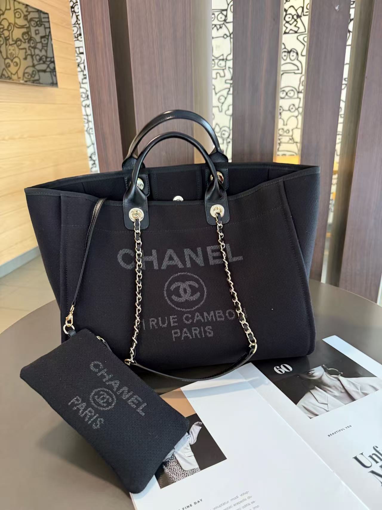 CHANE1 チェーンキャンバスビーチバッグ【 50％割引+送料無料】