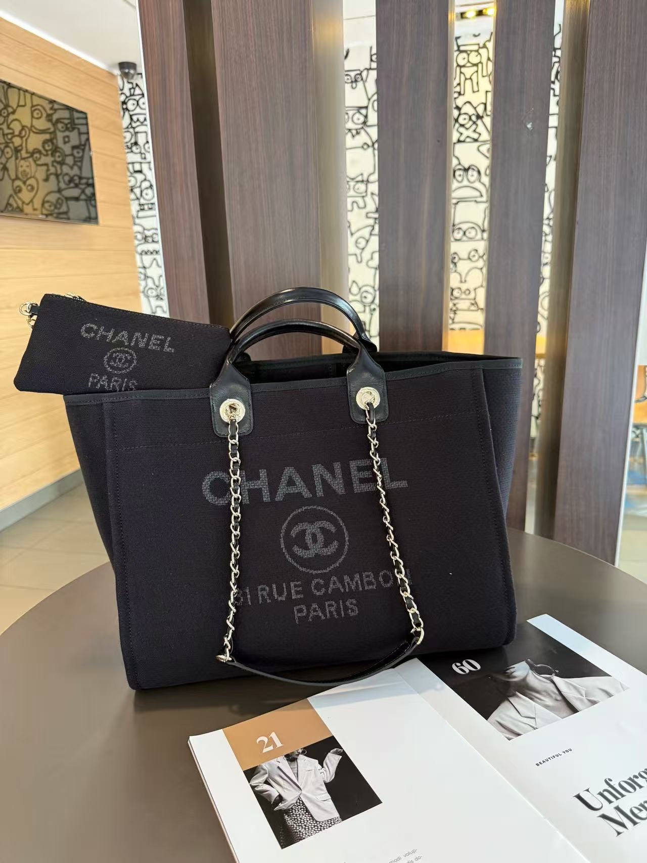 CHANE1 チェーンキャンバスビーチバッグ【 50％割引+送料無料】