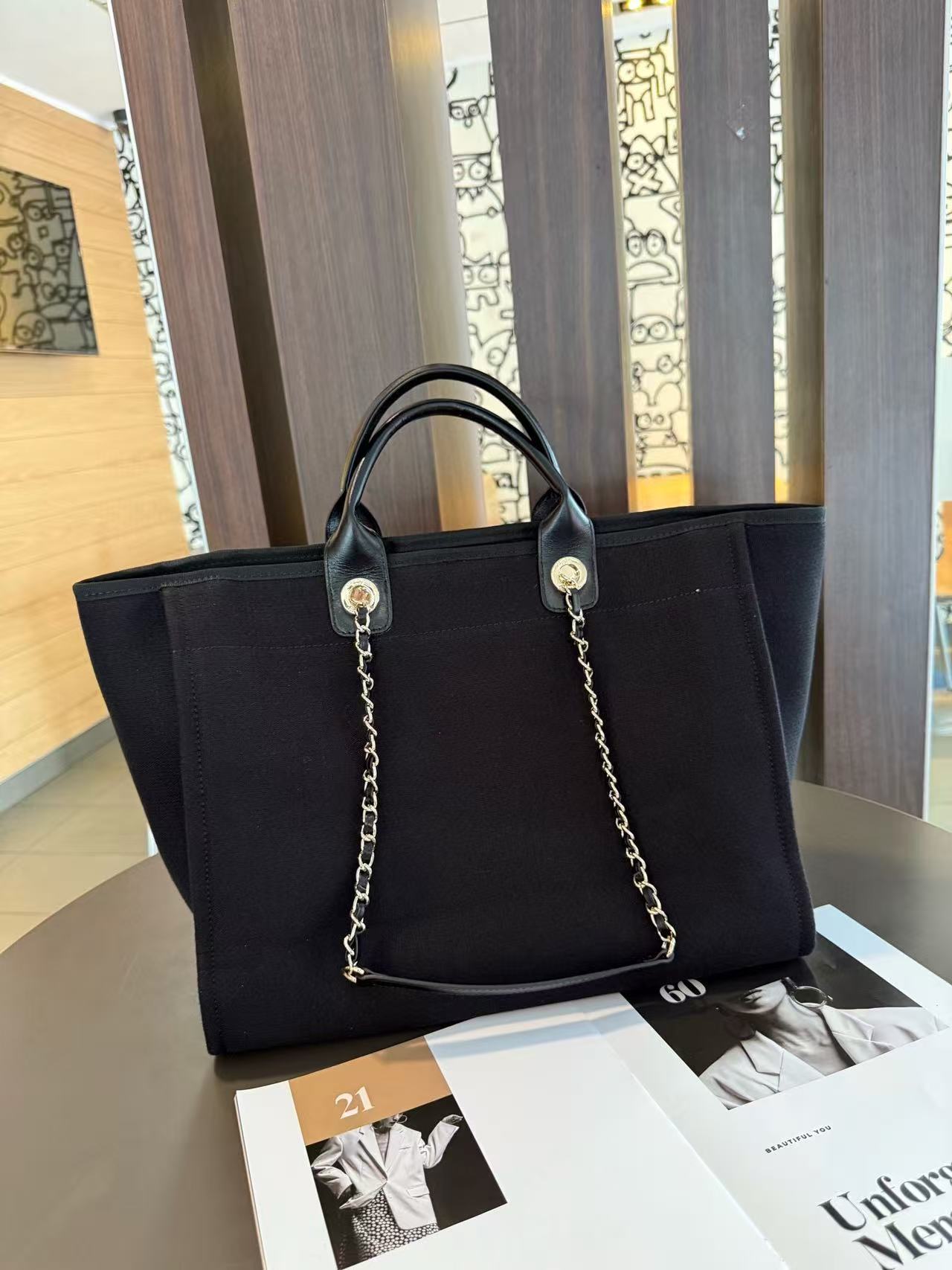 CHANE1 チェーンキャンバスビーチバッグ【 50％割引+送料無料】