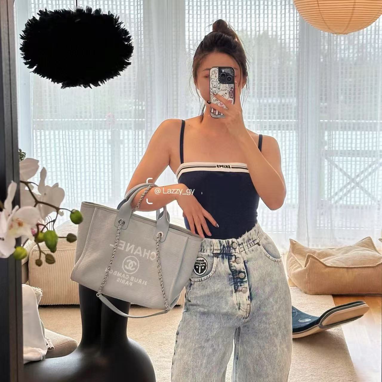 CHANE1 キャンバスビーチバッグ【 50％割引+送料無料】