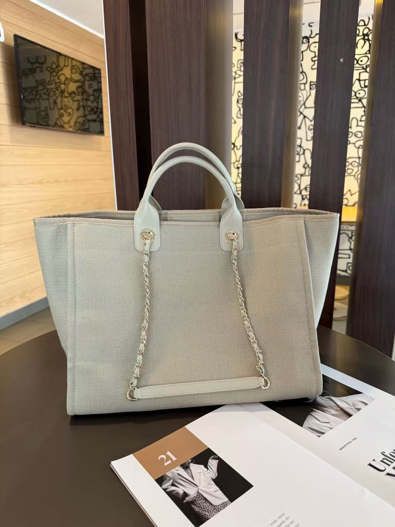 CHANE1 キャンバスビーチバッグ【 50％割引+送料無料】