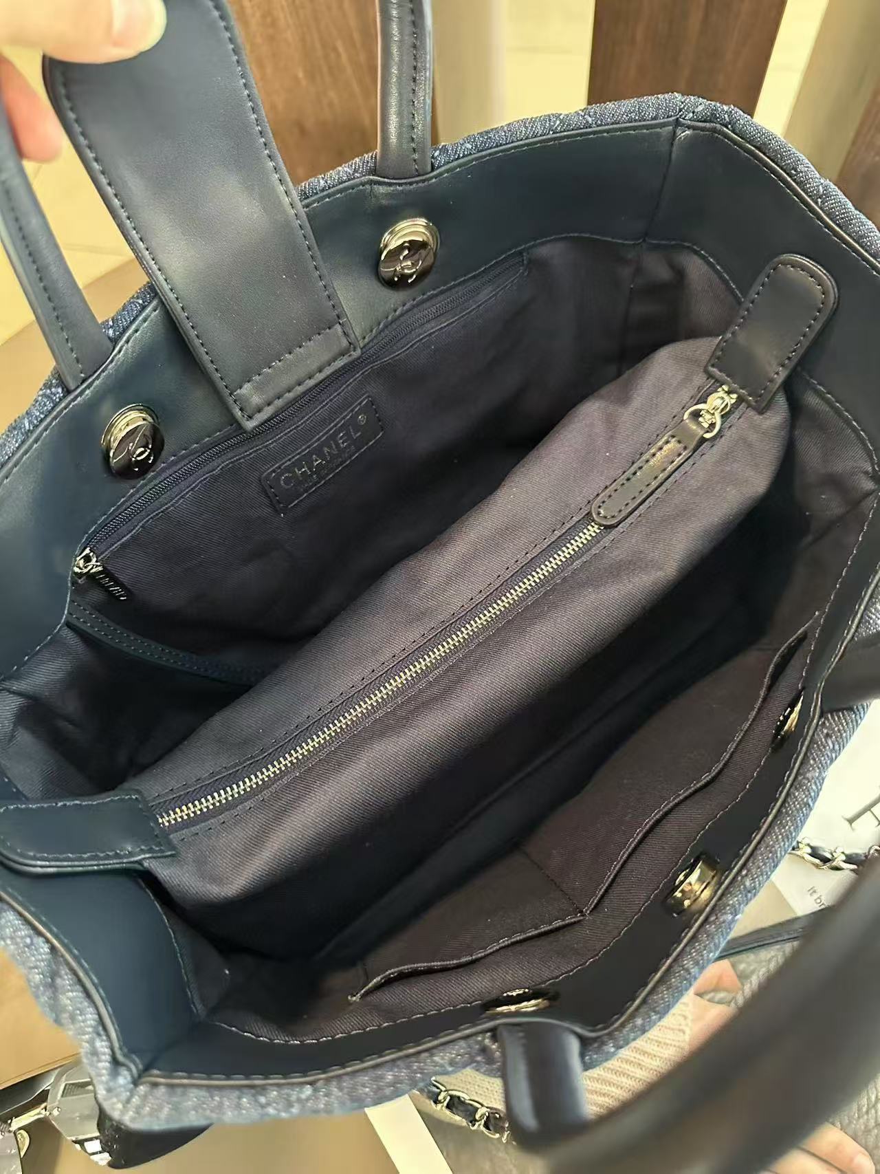 CHANE1 デニムチェーンショッピングバッグ【 50％割引+送料無料】