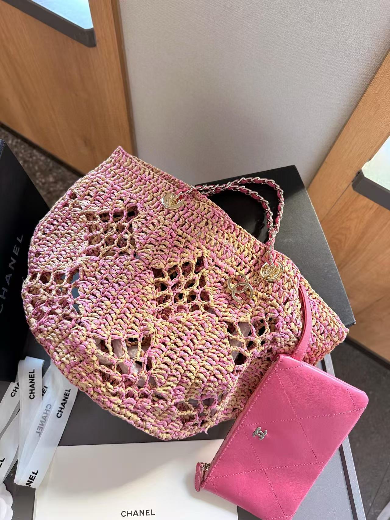 CHANE1 チェーンクロシェビーチバッグ【 50％割引+送料無料】