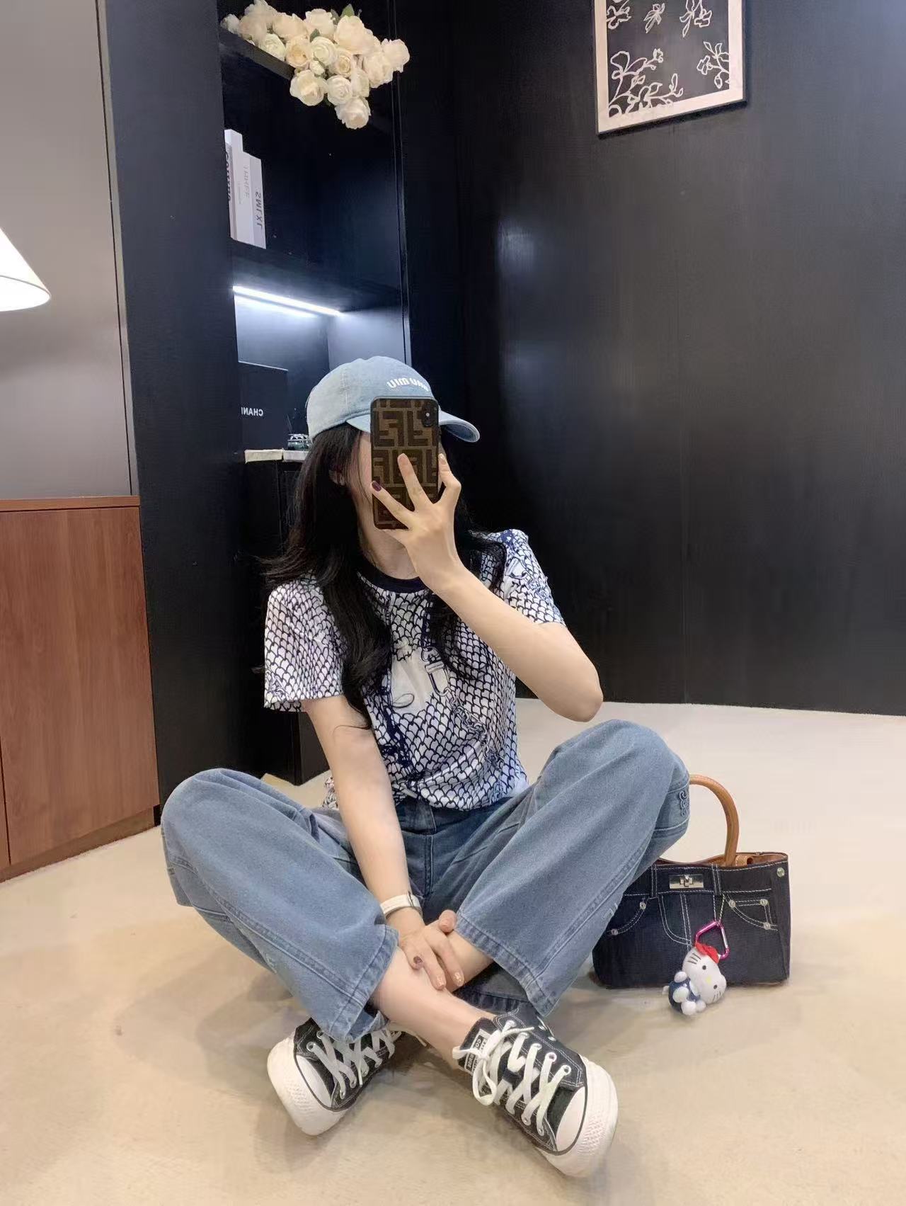 CEL1NE シンプルレターデニムストレートパンツ【50％割引+送料無料】