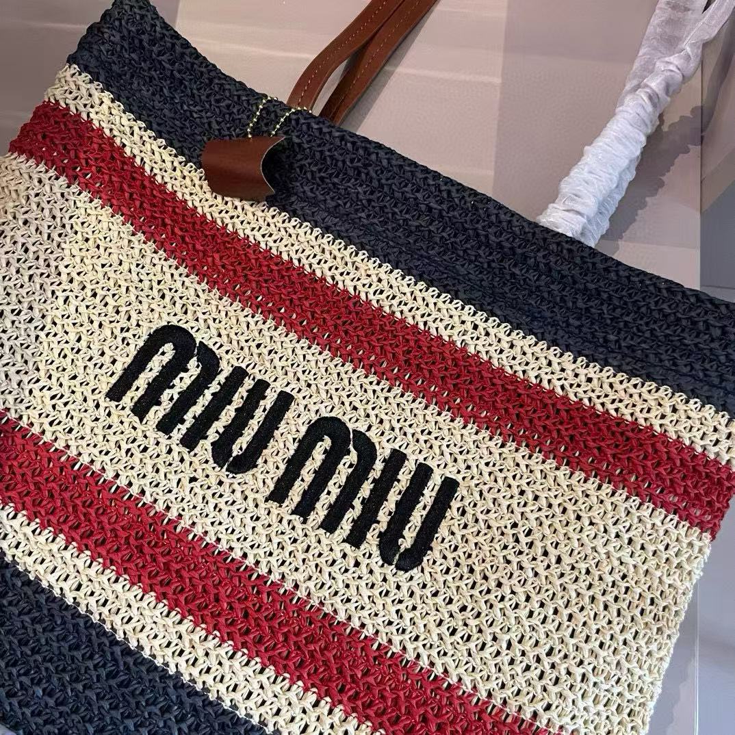 M1UM1U ストライプ織りショッピングバッグ【 50％割引+送料無料】