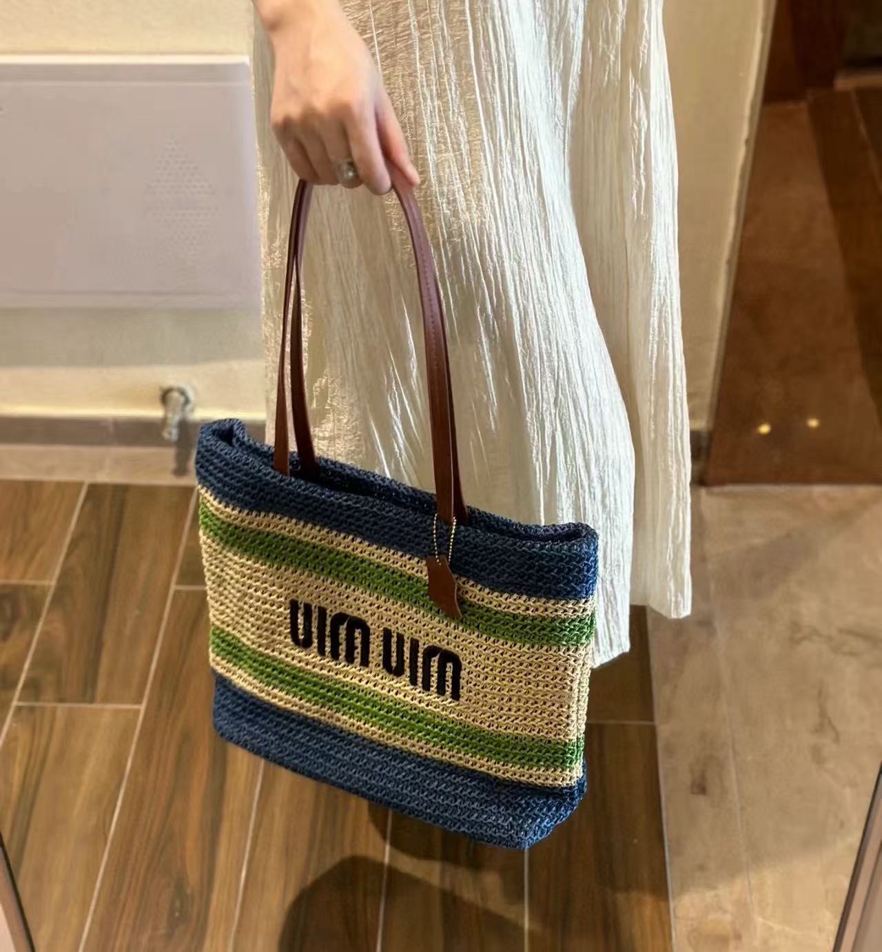 M1UM1U ストライプ織りショッピングバッグ【 50％割引+送料無料】