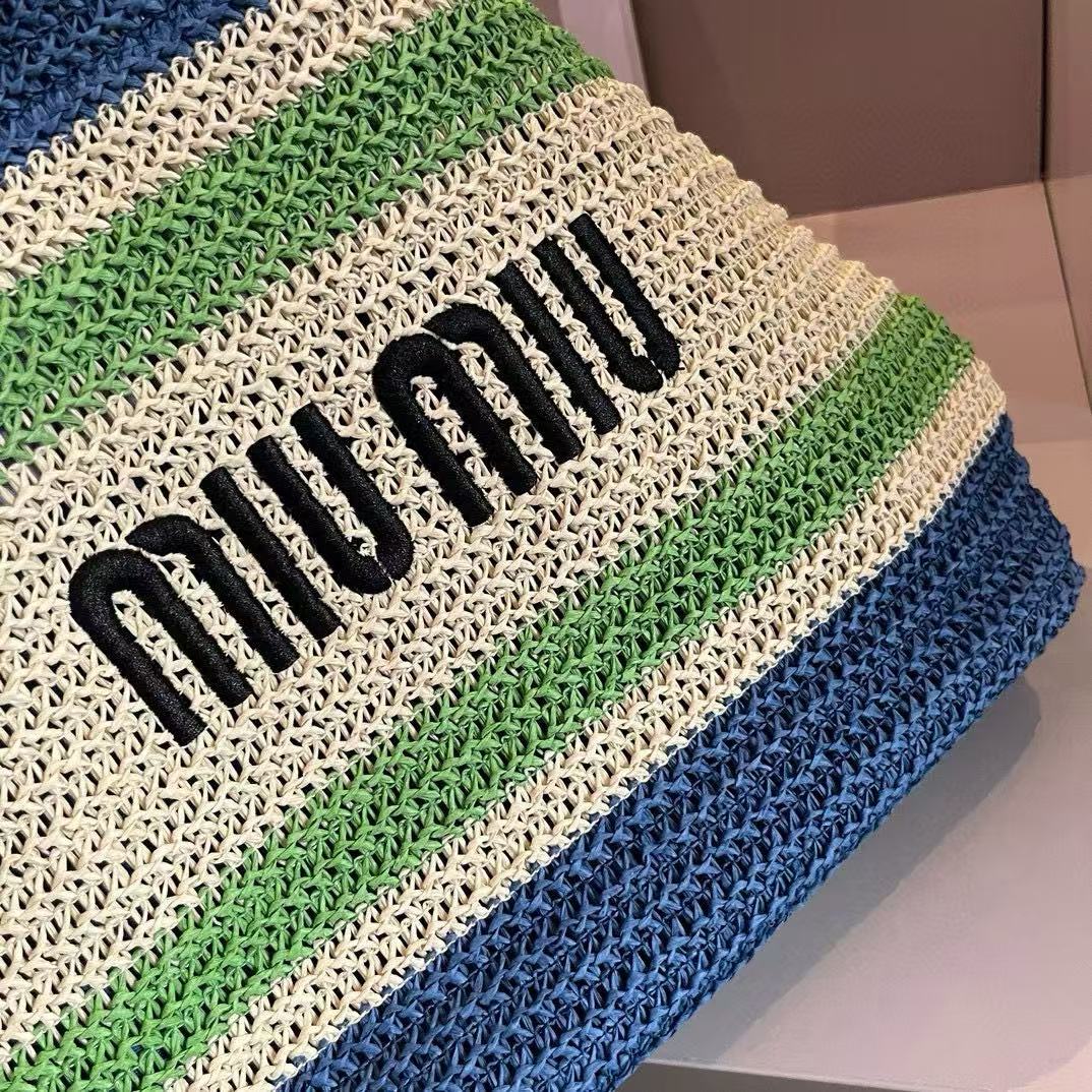 M1UM1U ストライプ織りショッピングバッグ【 50％割引+送料無料】