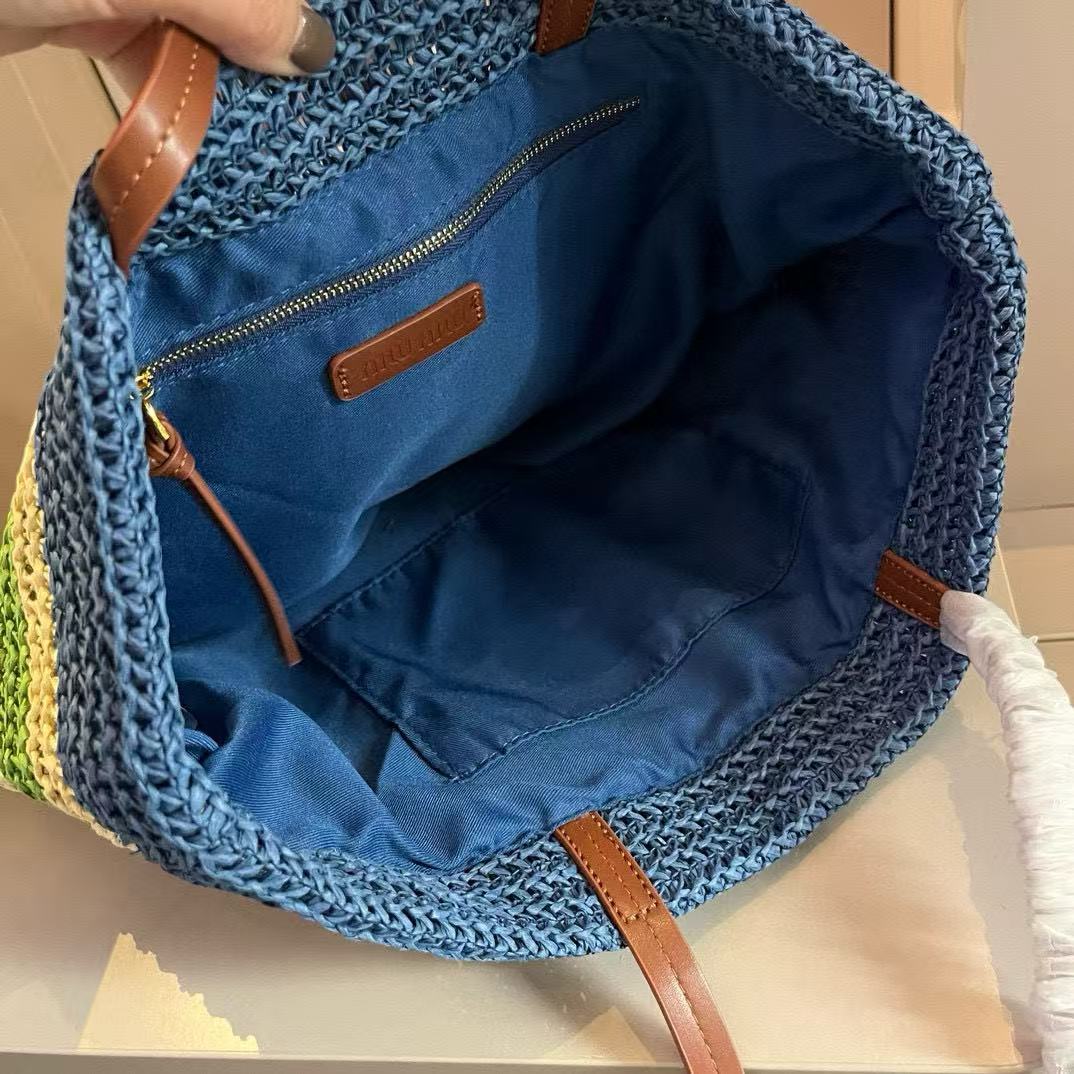 M1UM1U ストライプ織りショッピングバッグ【 50％割引+送料無料】