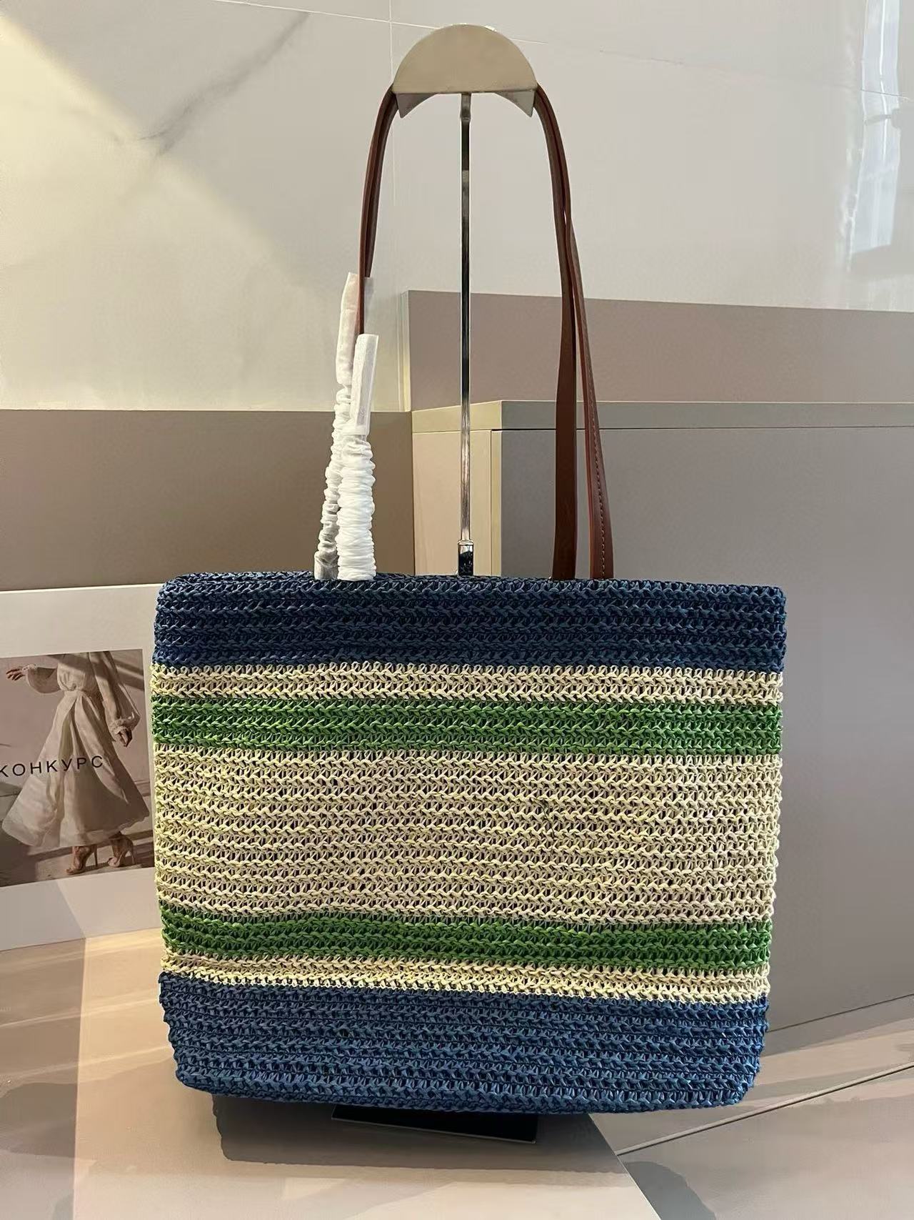 M1UM1U ストライプ織りショッピングバッグ【 50％割引+送料無料】