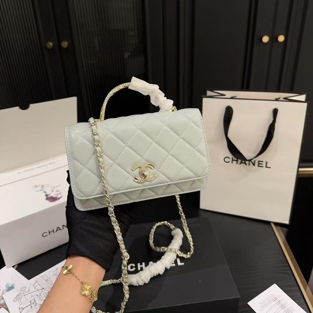 CHANE1 ラインストーン メタルハンドル チェーンバッグ【 50％割引+送料無料】