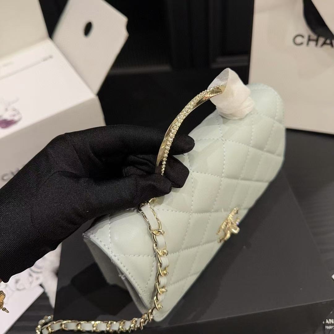 CHANE1 ラインストーン メタルハンドル チェーンバッグ【 50％割引+送料無料】