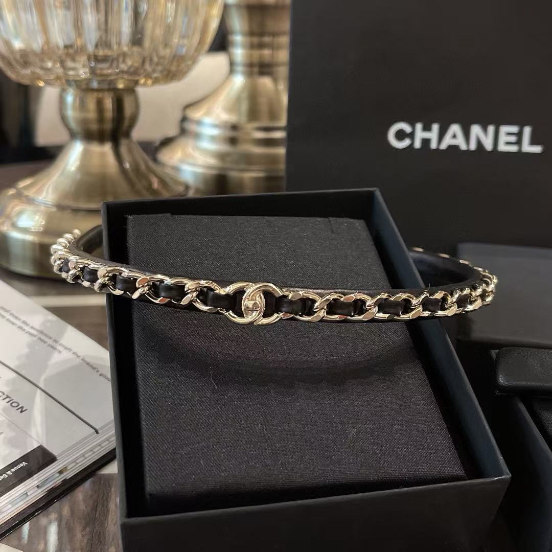 CHANE1 ダブルC編みレザーヘッドバンド【 50％割引+送料無料】